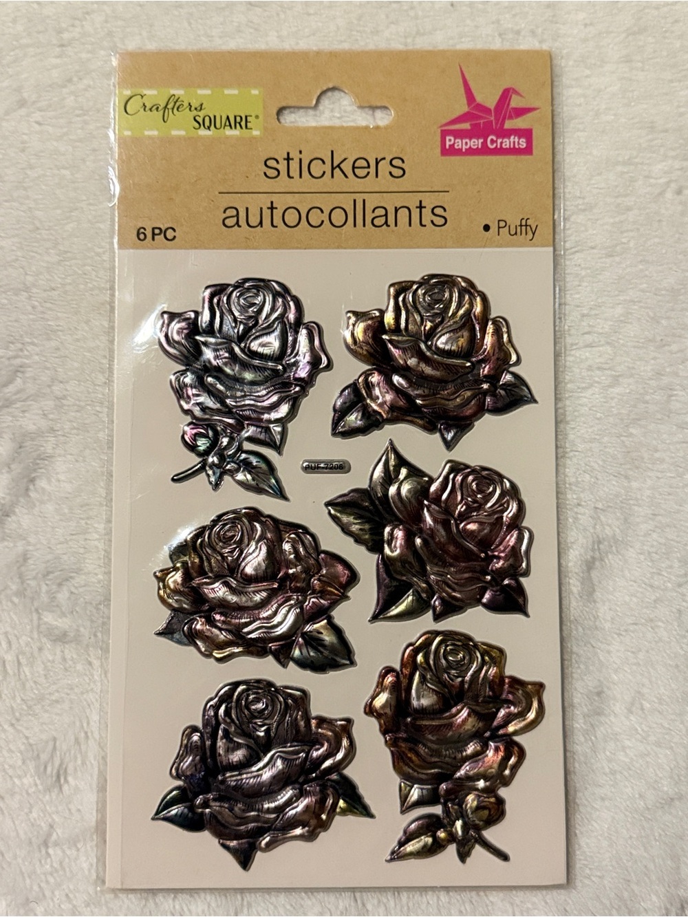 💜 Crafter’s Square Metallic Rose Puffy Stickers - Discontinued